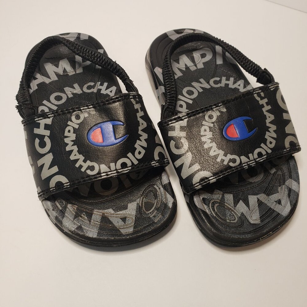 Champion Little & Big Boys Mega Swirl Slide Sandals Black 7 toddler